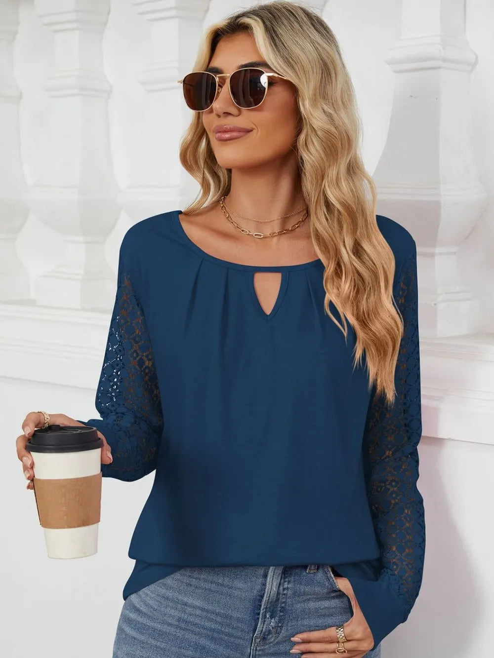 Cutout Round Neck Long Sleeve T-Shirt – Trendsi | ClozArt