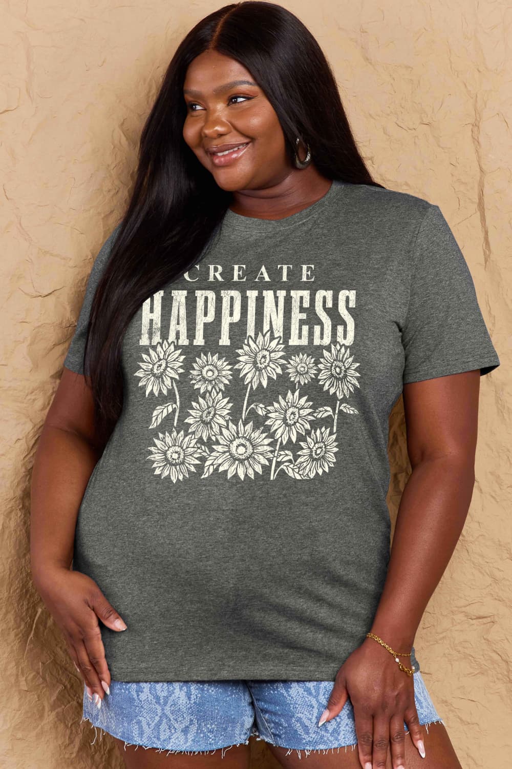 Simply Love Full Size CREATE HAPPINESS Graphic Cotton T-Shirt – Trendsi | ClozArt