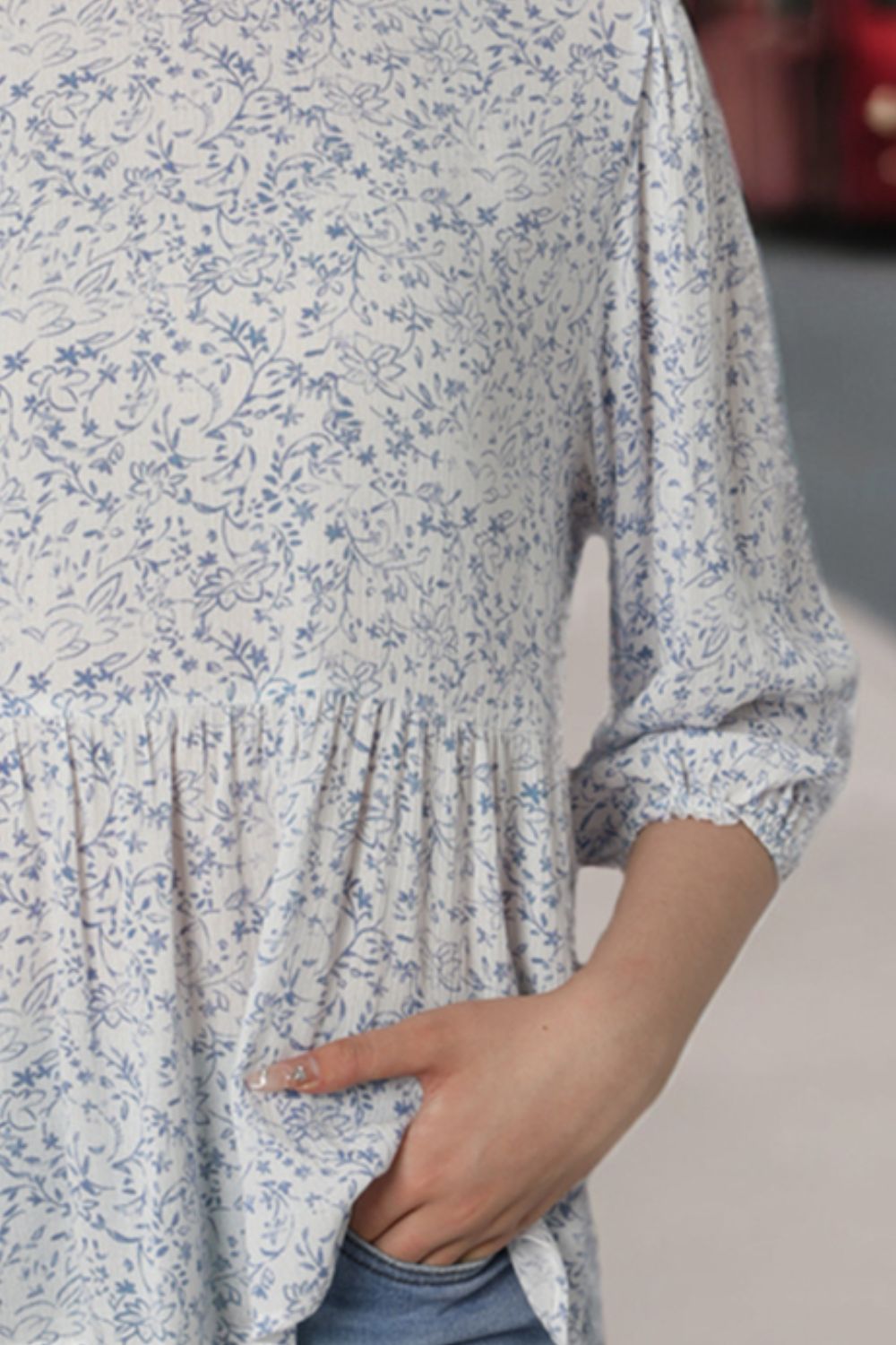 Floral Round Neck Peplum Blouse – Trendsi | ClozArt