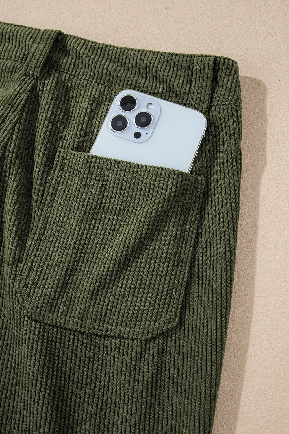 High Waist Square Pockets Corduroy Pants – Trendsi | ClozArt