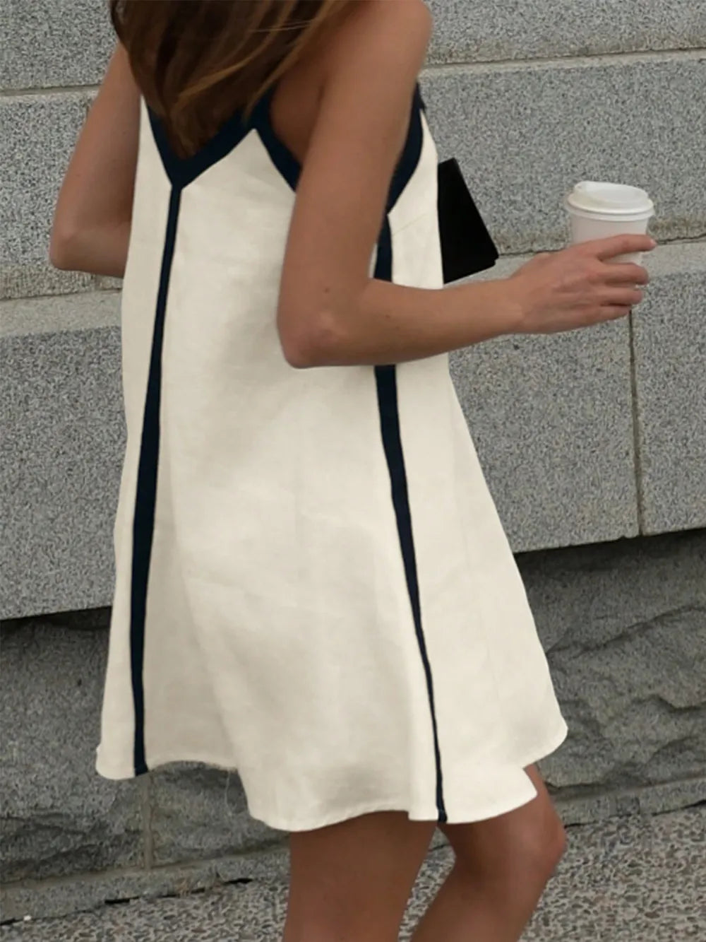 Contrast Trim V-Neck Mini Cami Dress – Trendsi | ClozArt