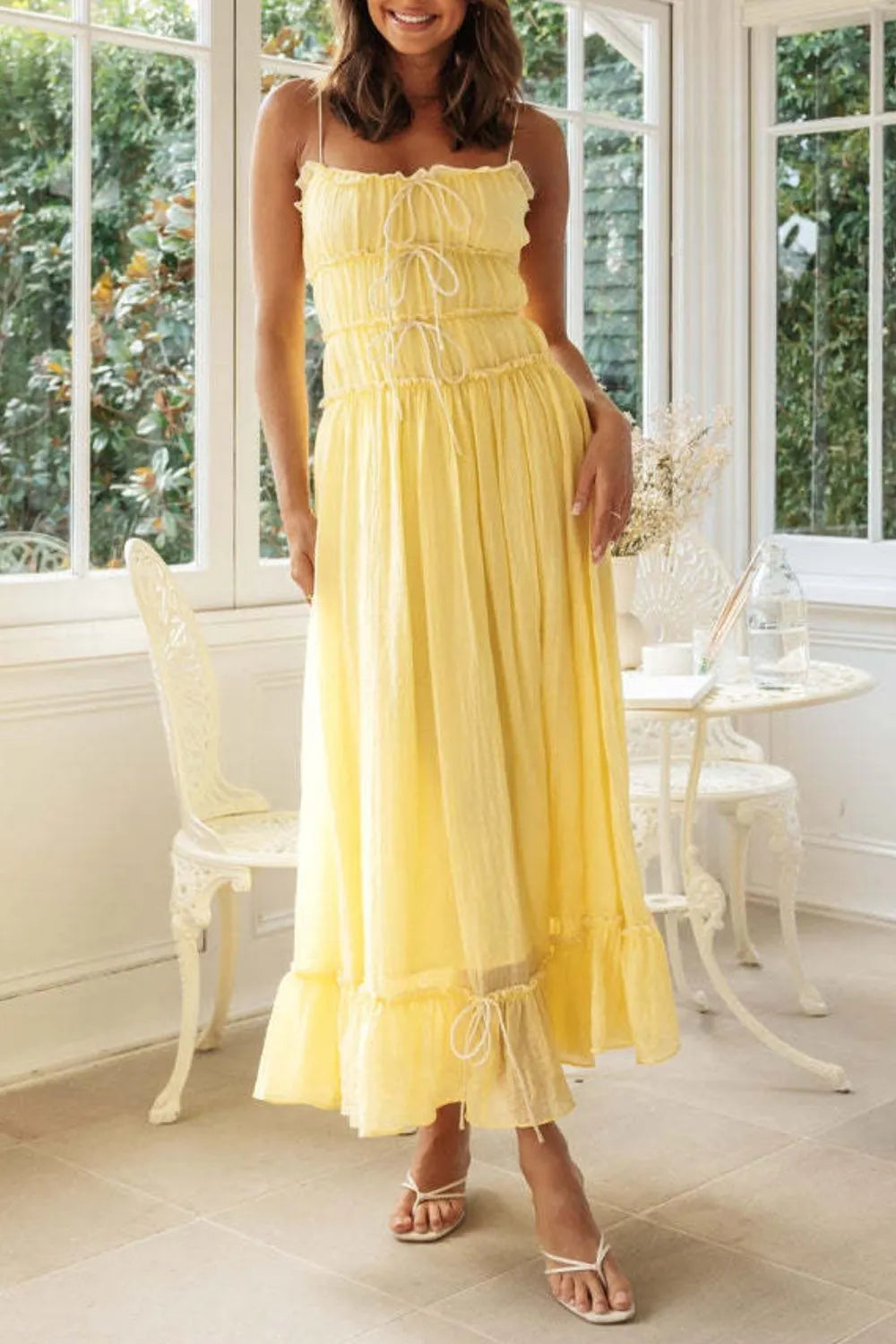 Frill Tied Front Midi Cami Dress – Trendsi | ClozArt