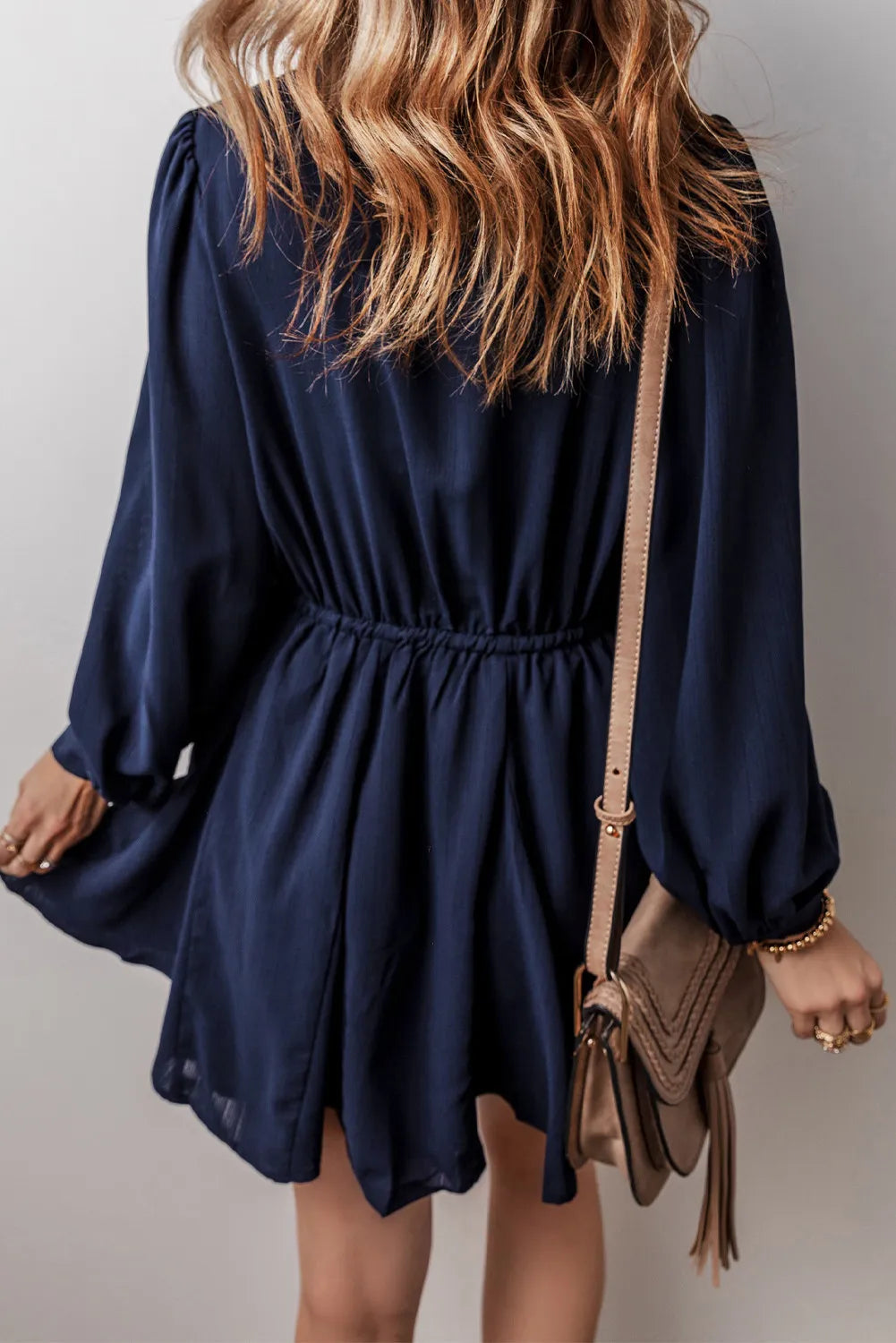 Drawstring Half Button Long Sleeve Dress – Trendsi | ClozArt