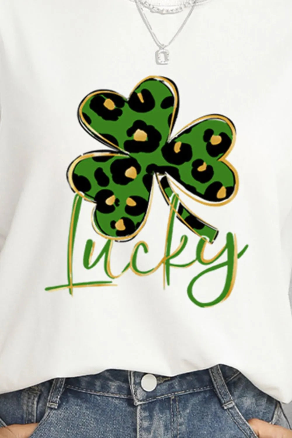 Lucky Clover Round Neck Short Sleeve T-Shirt – Trendsi | ClozArt