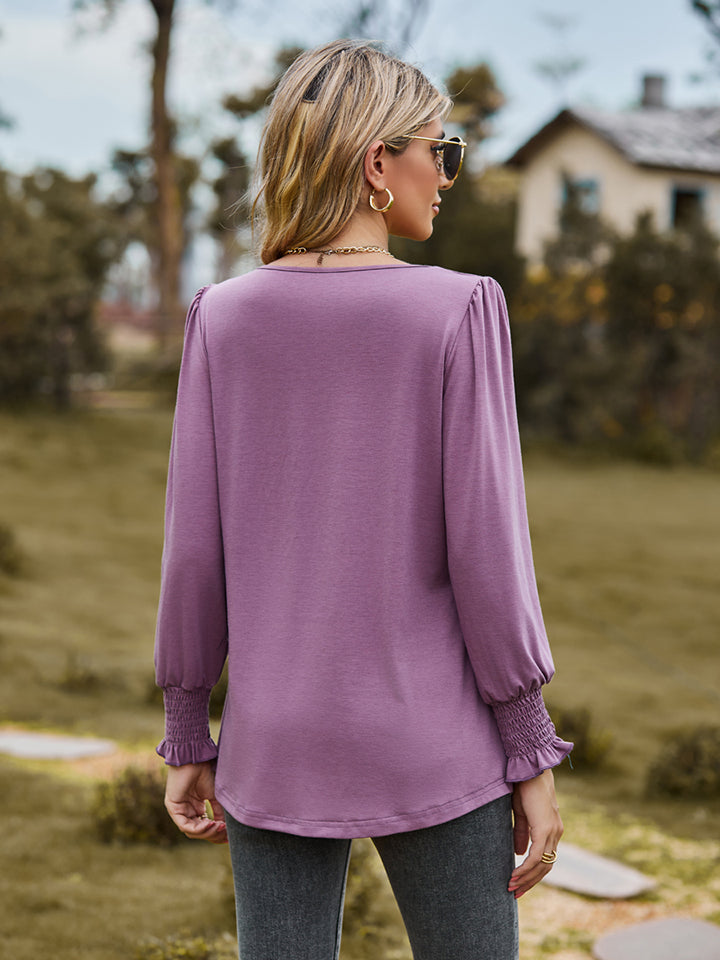 Puff Sleeve Pleated Blouse – Trendsi | ClozArt