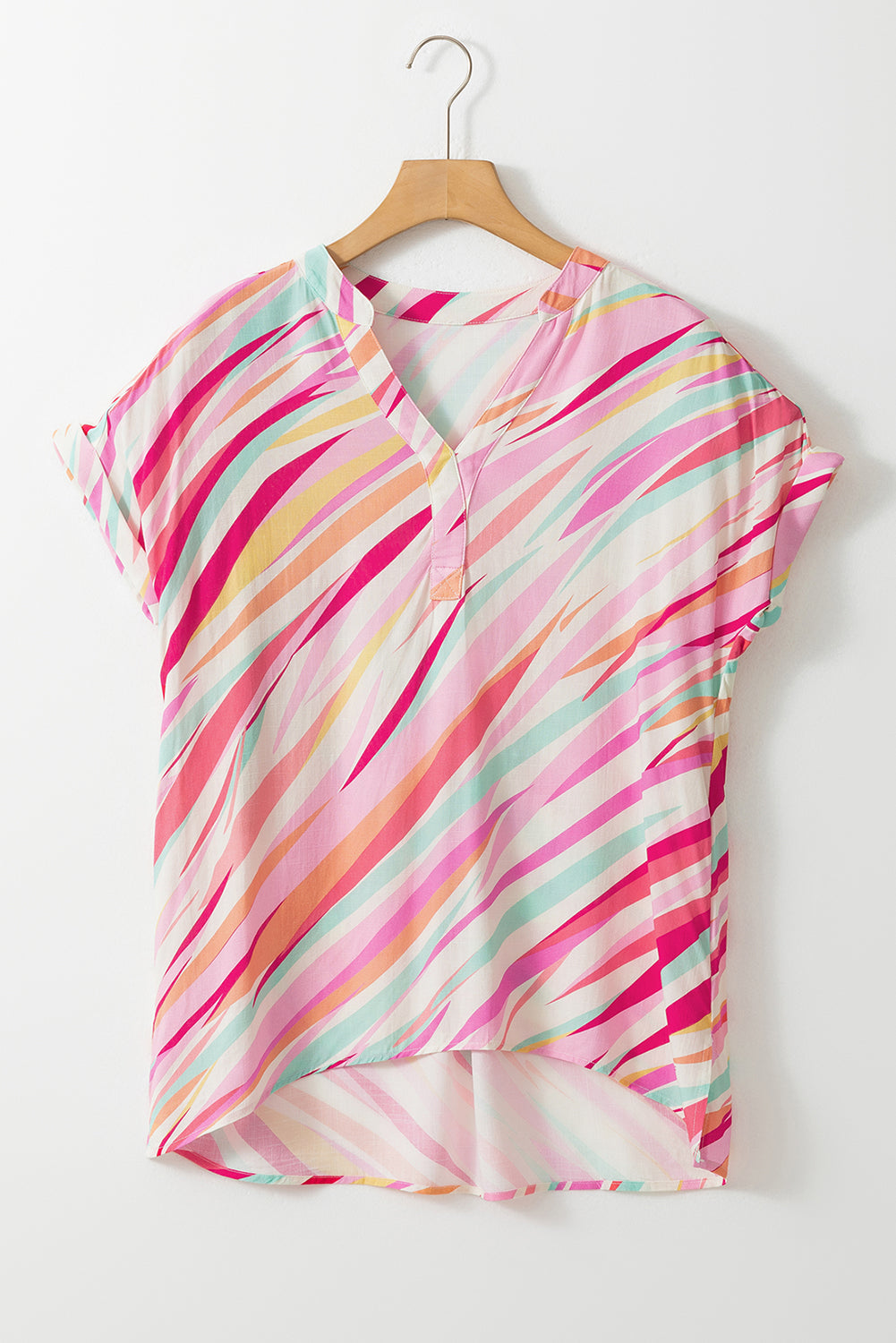 Multicolour Abstract Print High Low Blouse – Shewin | ClozArt