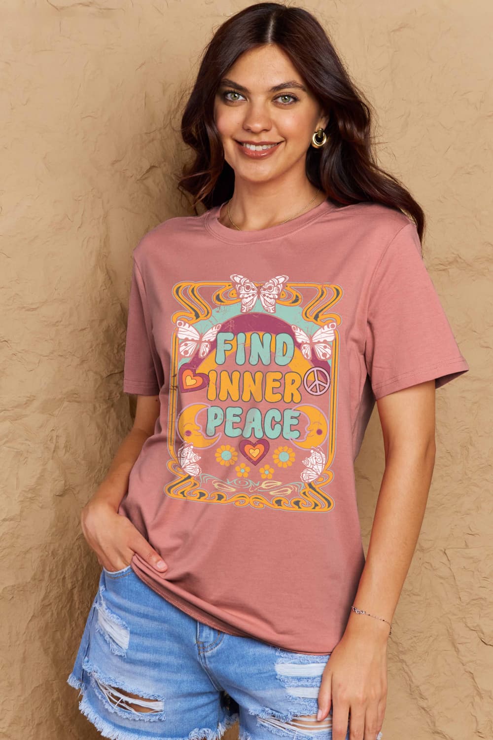 Simply Love Full Size FIND INNER PEACE Graphic Cotton T-Shirt – Trendsi | ClozArt