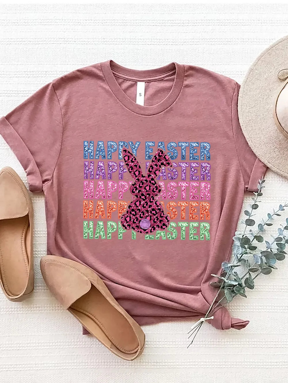 HAPPY EASTER Round Neck Short Sleeve T-Shirt – Trendsi | ClozArt