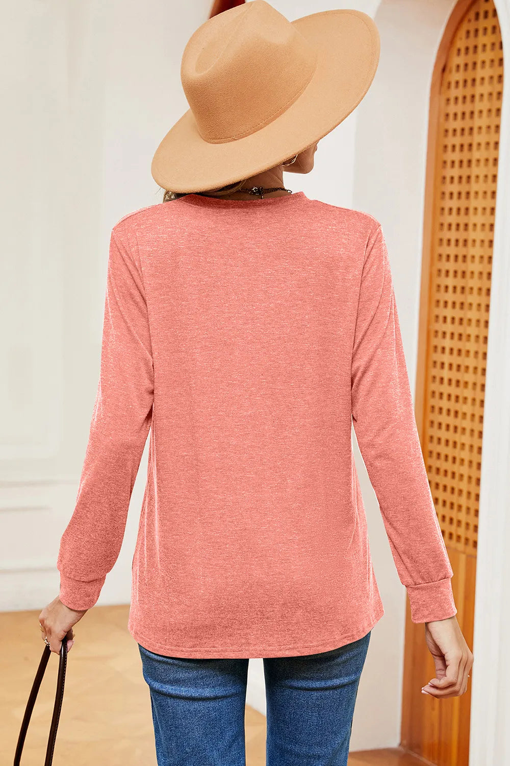 Notched Long Sleeve T-Shirt – Trendsi | ClozArt