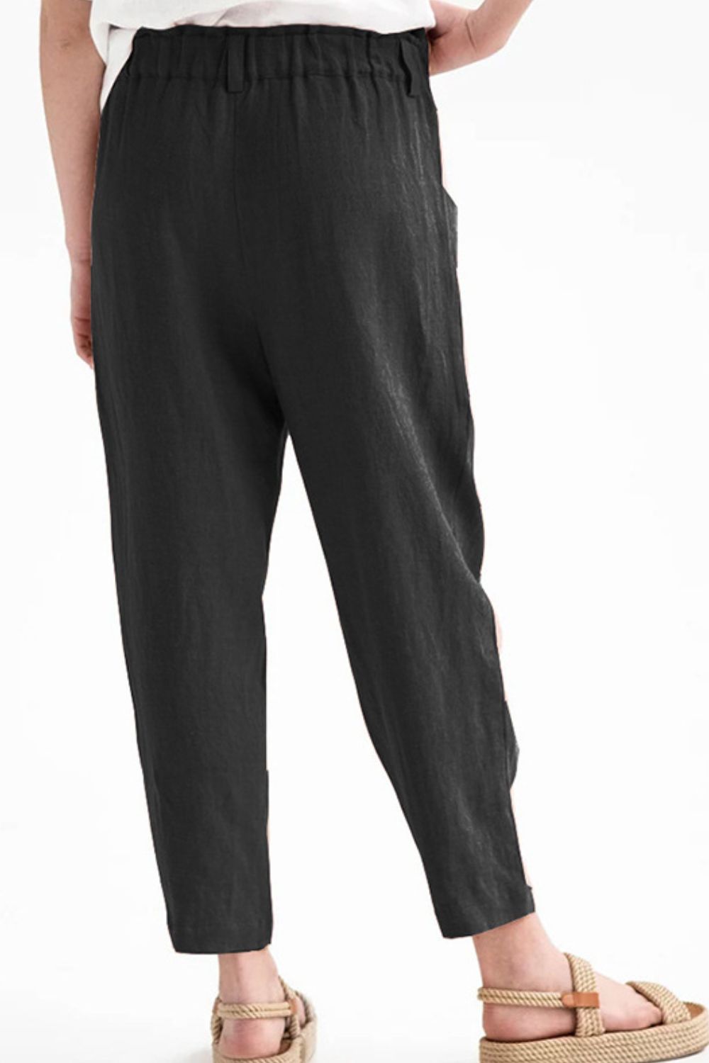 Button Detail Elastic Waist Pocket Pants – Trendsi | ClozArt