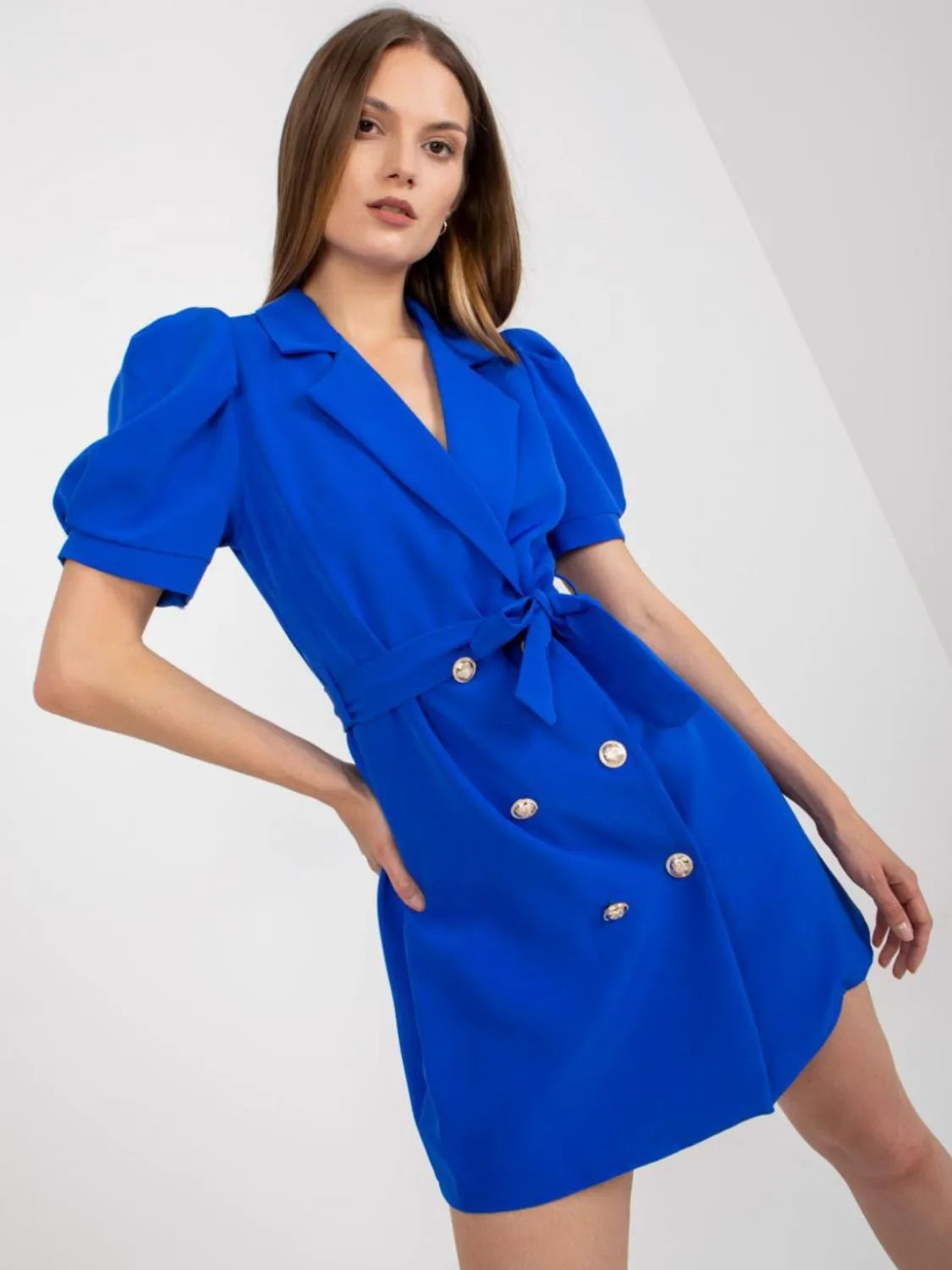 Tie Waist Short Sleeve Blazer Dress – Trendsi | ClozArt