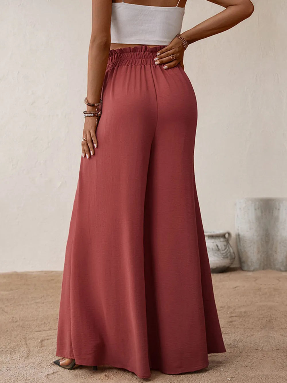 Perfee Frill Tied Wide Leg Pants – Trendsi | ClozArt