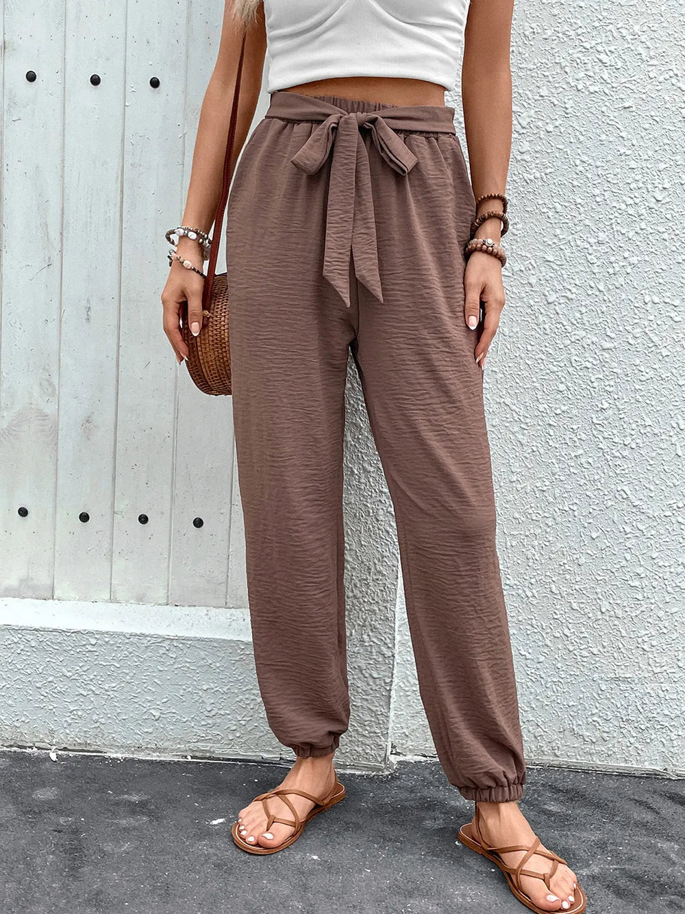 Perfee Tied High Waist Pants with Pockets – Trendsi | ClozArt
