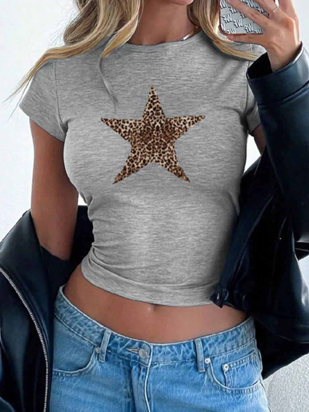 Devine Star Round Neck Short Sleeve T-Shirt – Trendsi | ClozArt