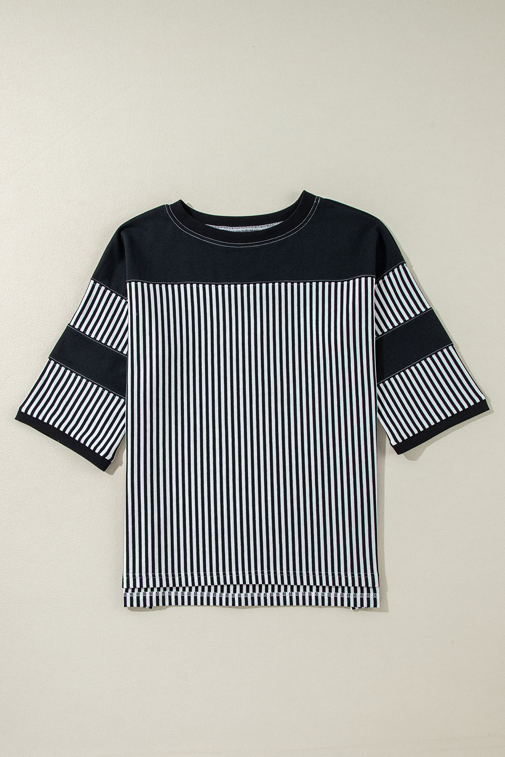 Phalaenopsis Striped Patchwork Oversized Tee – Shewin | ClozArt