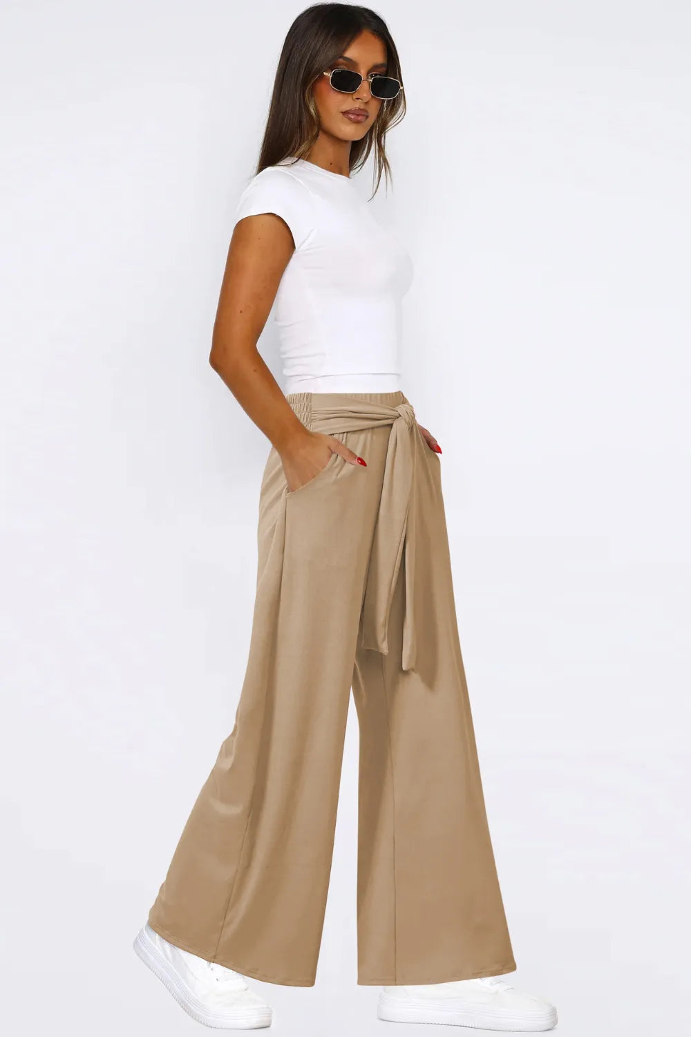 Tied Pocketed Wide Leg Pants – Trendsi | ClozArt