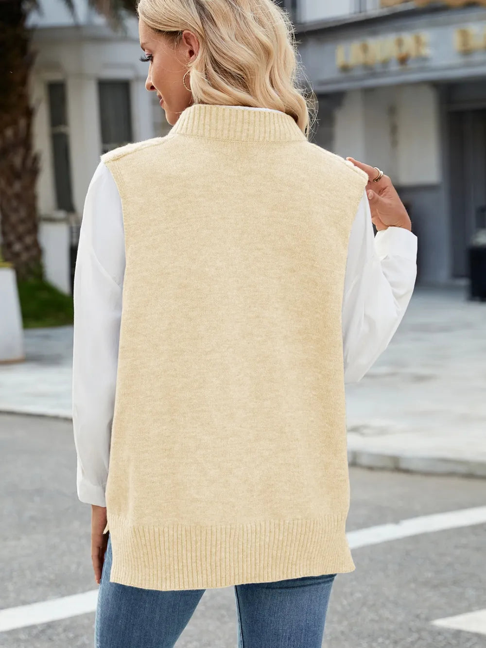Cable Knit V-Neck Sweater Vest – Trendsi | ClozArt