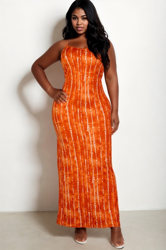 Plus Size Tie Dye Printed Cami Bodycon Maxi Dress – Capella | ClozArt