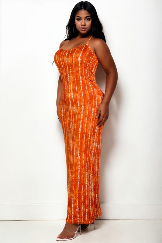 Plus Size Tie Dye Printed Cami Bodycon Maxi Dress – Capella | ClozArt