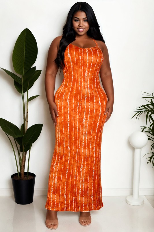 Plus Size Tie Dye Printed Cami Bodycon Maxi Dress – Capella | ClozArt