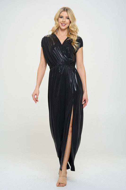 Made in USA Sleeveless Metallic Maxi Dress – Renee C. | ClozArt
