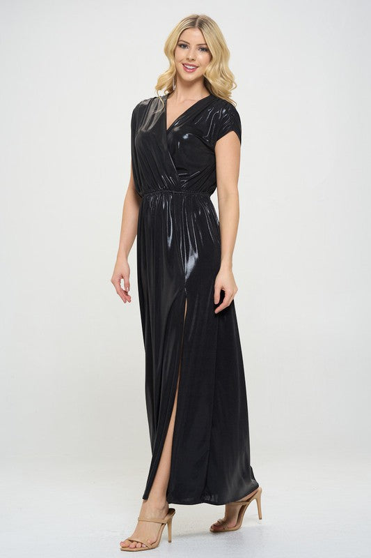 Made in USA Sleeveless Metallic Maxi Dress – Renee C. | ClozArt