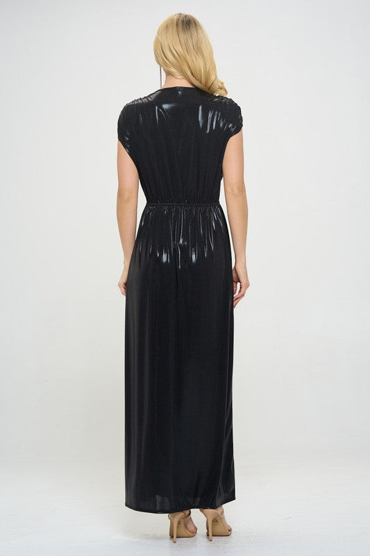 Made in USA Sleeveless Metallic Maxi Dress – Renee C. | ClozArt