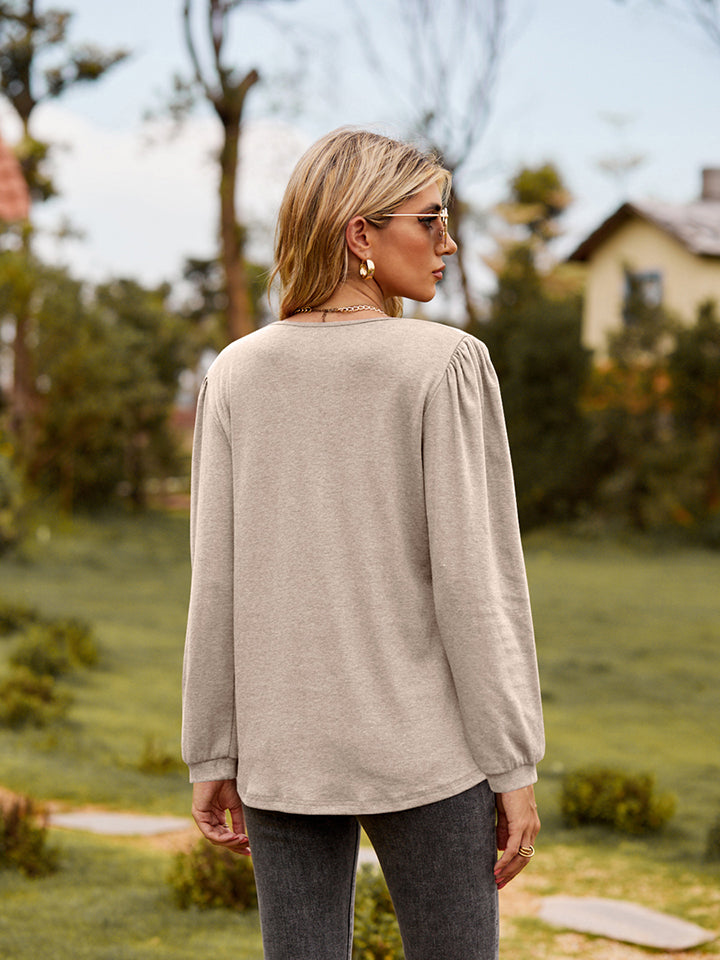 Puff Sleeve Ruffle Trim Blouse – Trendsi | ClozArt