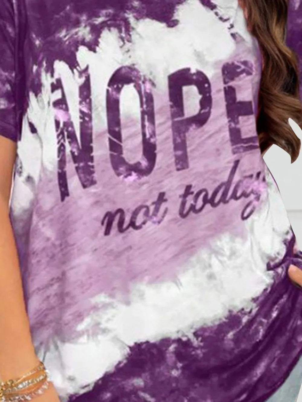 NOPE NOT TODAY Round Neck Short Sleeve T-Shirt – Trendsi | ClozArt