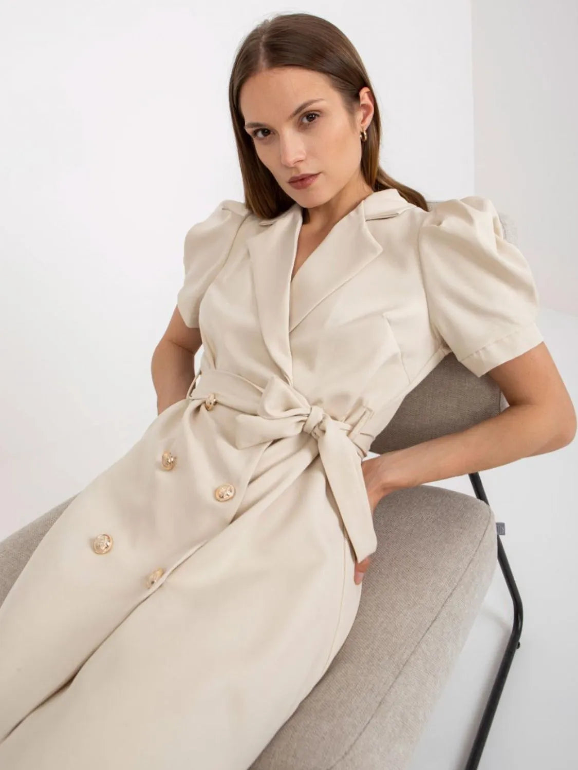 Tie Waist Short Sleeve Blazer Dress – Trendsi | ClozArt