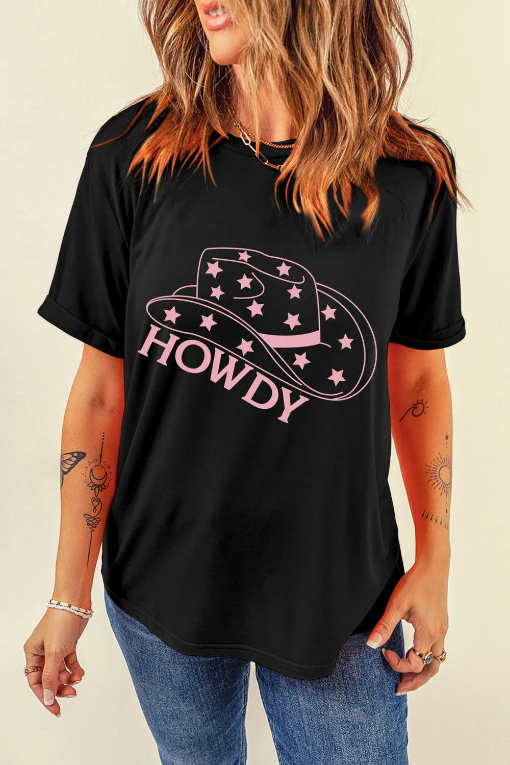 HOWDY Round Neck Short Sleeve T-Shirt – Trendsi | ClozArt