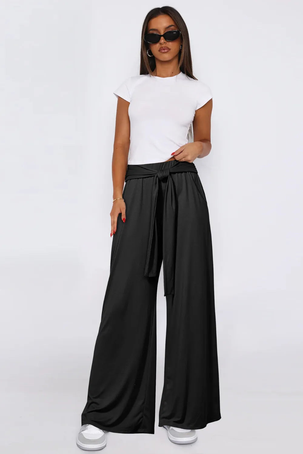 Tied Pocketed Wide Leg Pants – Trendsi | ClozArt