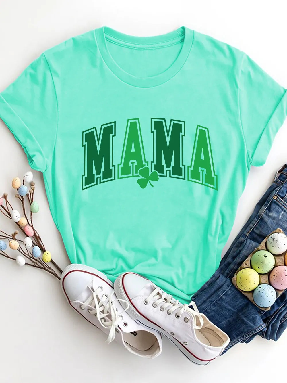MAMA Round Neck Short Sleeve T-Shirt – Trendsi | ClozArt