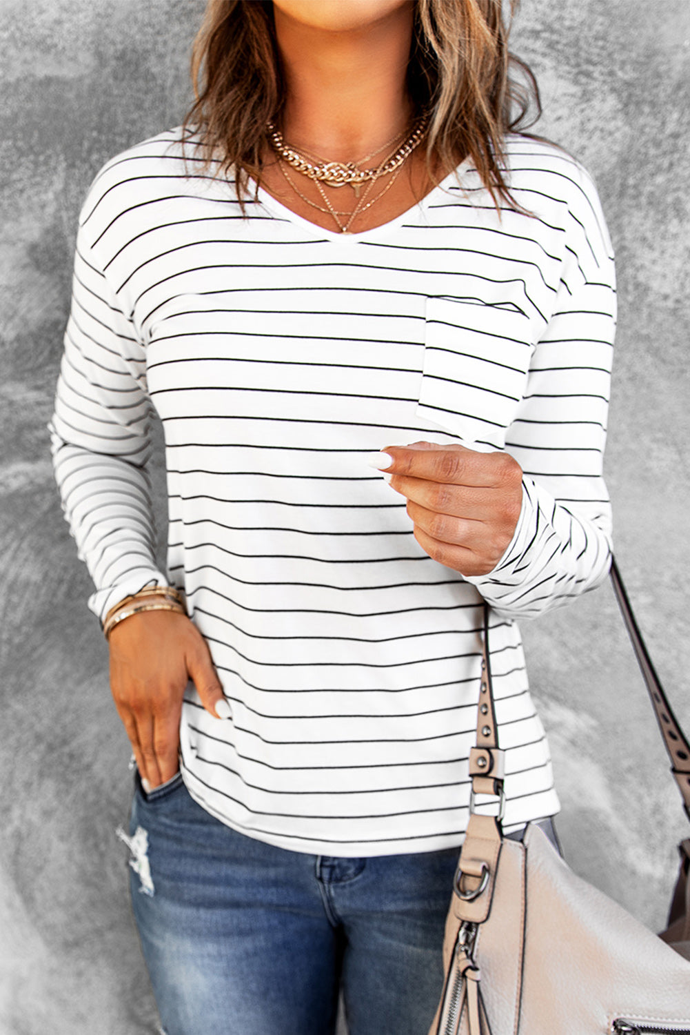 Striped Long Sleeve T-Shirt – Trendsi | ClozArt