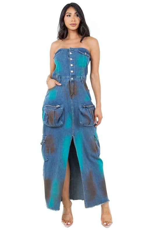 WOMEN FASHION DENIM LONG MAXI DRESS – By Claude | ClozArt