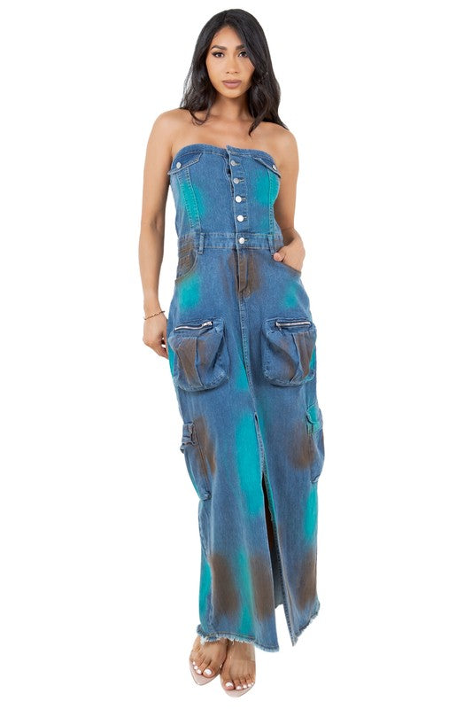 WOMEN FASHION DENIM LONG MAXI DRESS – By Claude | ClozArt