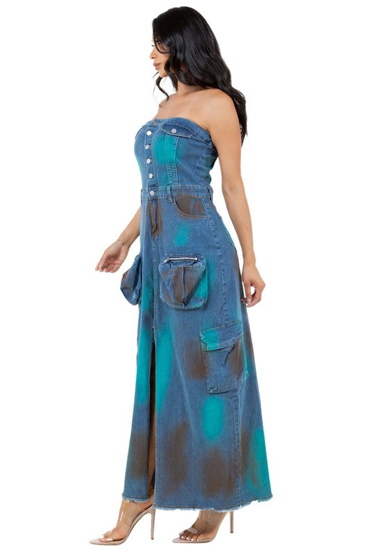 WOMEN FASHION DENIM LONG MAXI DRESS – By Claude | ClozArt
