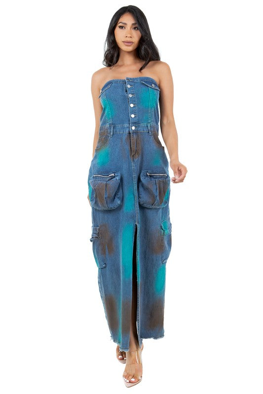 WOMEN FASHION DENIM LONG MAXI DRESS – By Claude | ClozArt