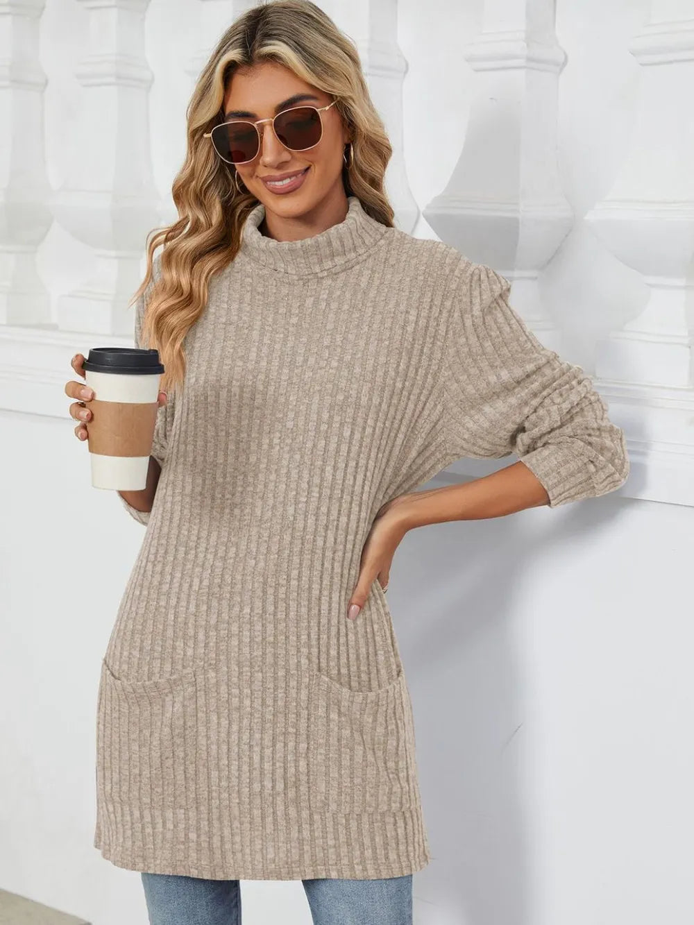 Ribbed Mock Neck Long Sleeve T-Shirt – Trendsi | ClozArt