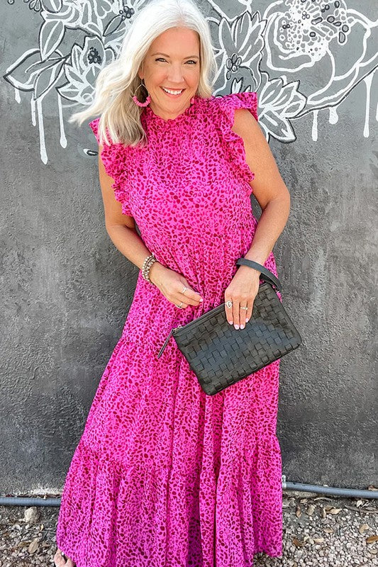 Women Leopard Print Ruffled Trim Tiered Maxi Dress – YNIQUE | ClozArt