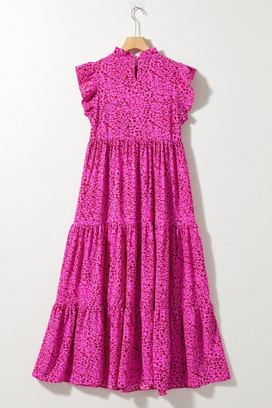 Women Leopard Print Ruffled Trim Tiered Maxi Dress – YNIQUE | ClozArt