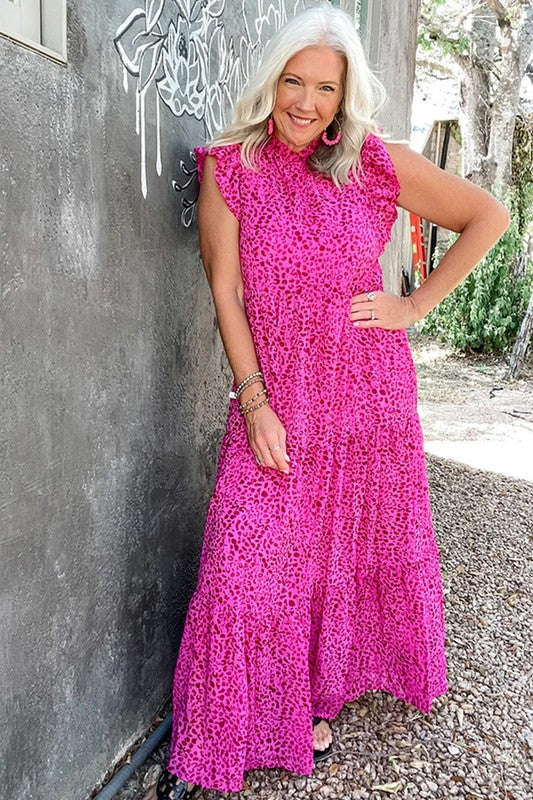 Women Leopard Print Ruffled Trim Tiered Maxi Dress – YNIQUE | ClozArt