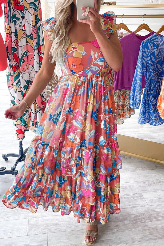 Women Print Sleeveless Ruffle Tiered Maxi Dress – YNIQUE | ClozArt