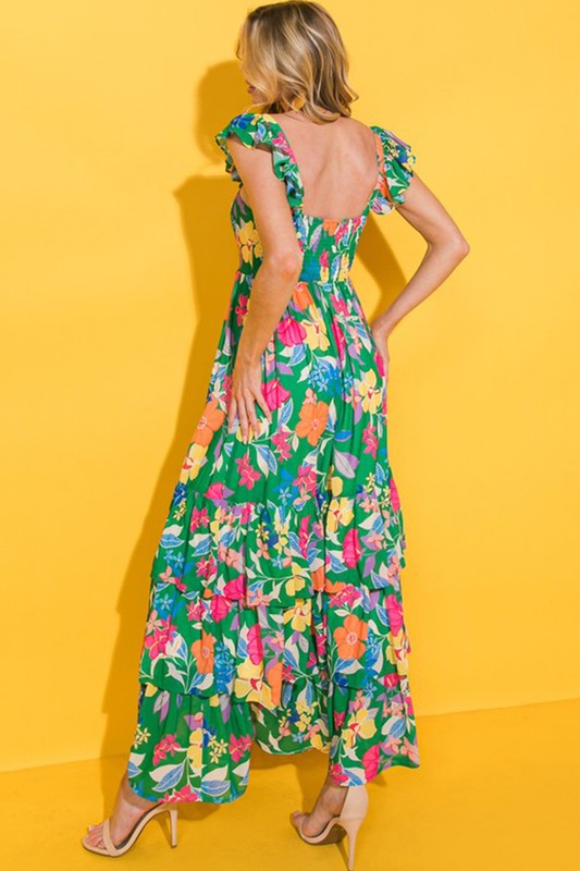 Women Print Sleeveless Ruffle Tiered Maxi Dress – YNIQUE | ClozArt