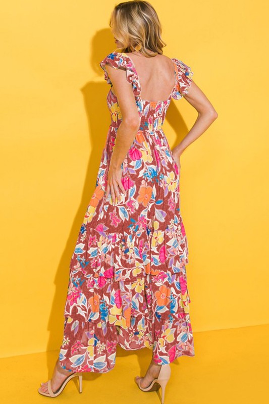 Women Print Sleeveless Ruffle Tiered Maxi Dress – YNIQUE | ClozArt