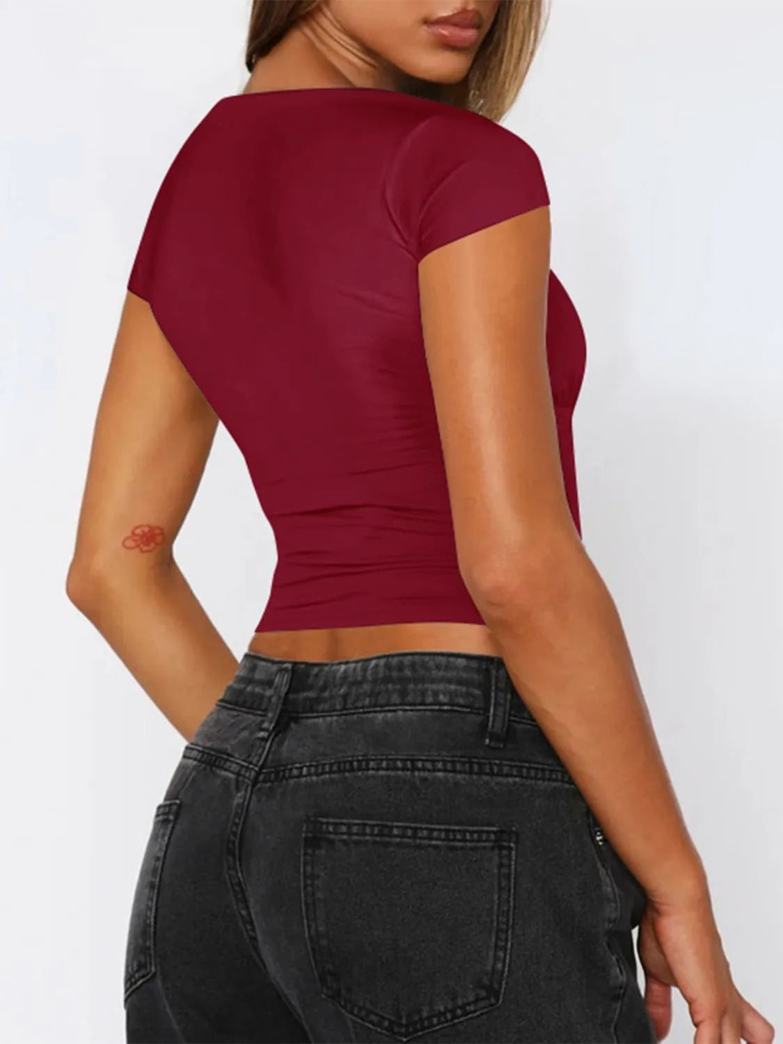 V-Neck Short Sleeve T-Shirt – Trendsi | ClozArt