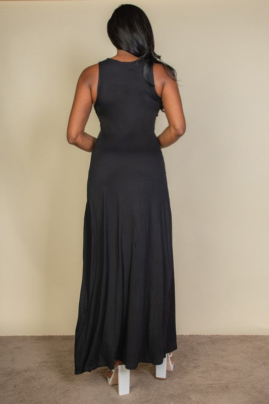 Plunge Neck Thigh Split Dress – Capella | ClozArt