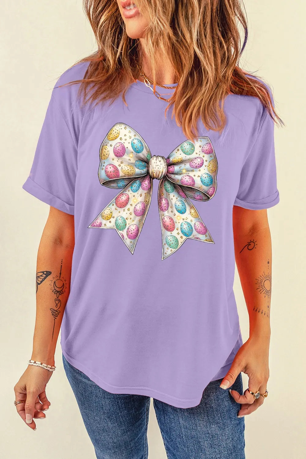 Bow Graphic Round Neck Short Sleeve T-Shirt – Trendsi | ClozArt