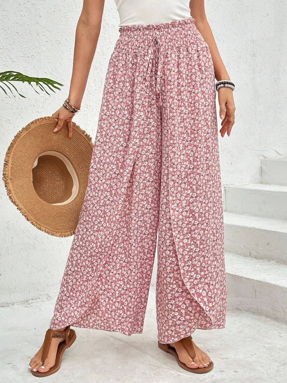 Tied Printed Wide Leg Pants – Trendsi | ClozArt