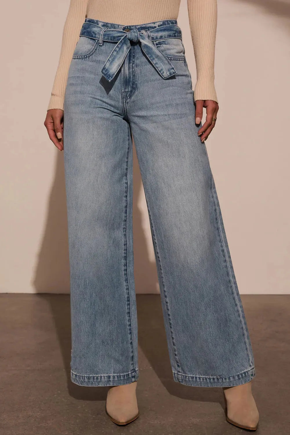 Tied Wide Leg Jeans with Pockets – Trendsi | ClozArt
